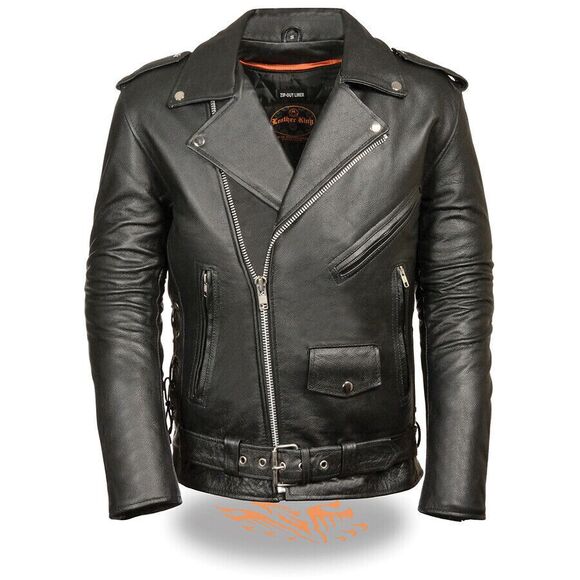 Milwaukee Motorcycle Leather Jacket Side Lace Police Style Mens 3XL - Picture 1 of 15